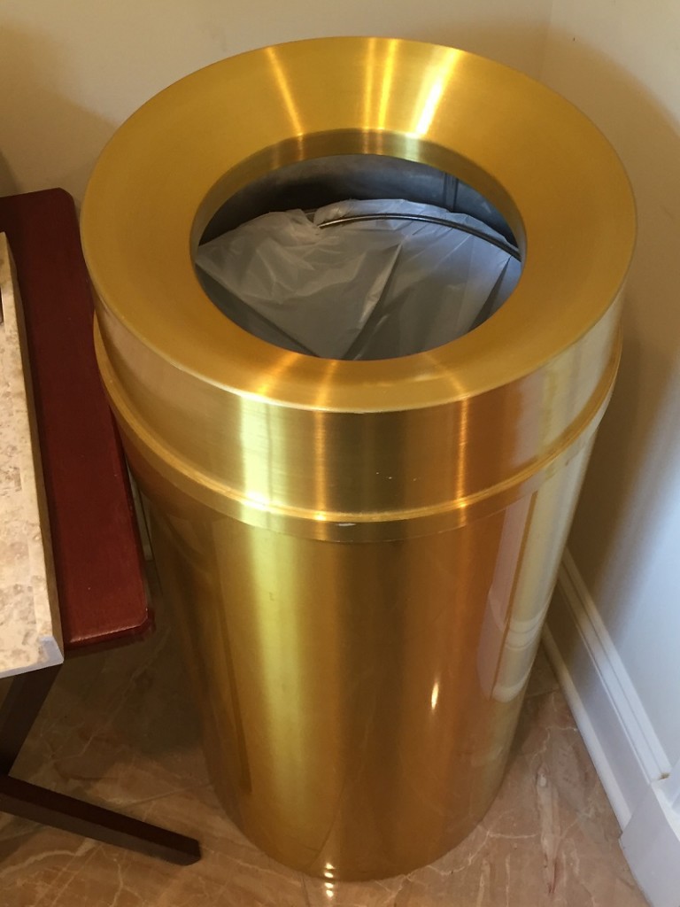 Yes, even the trash cans are gold. It's still Donald Trump's winery.