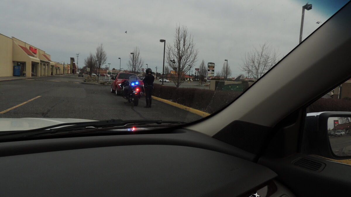Traffic stop through a windshield