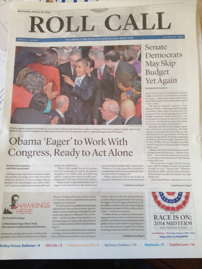 Roll Call Front Page After SOTU