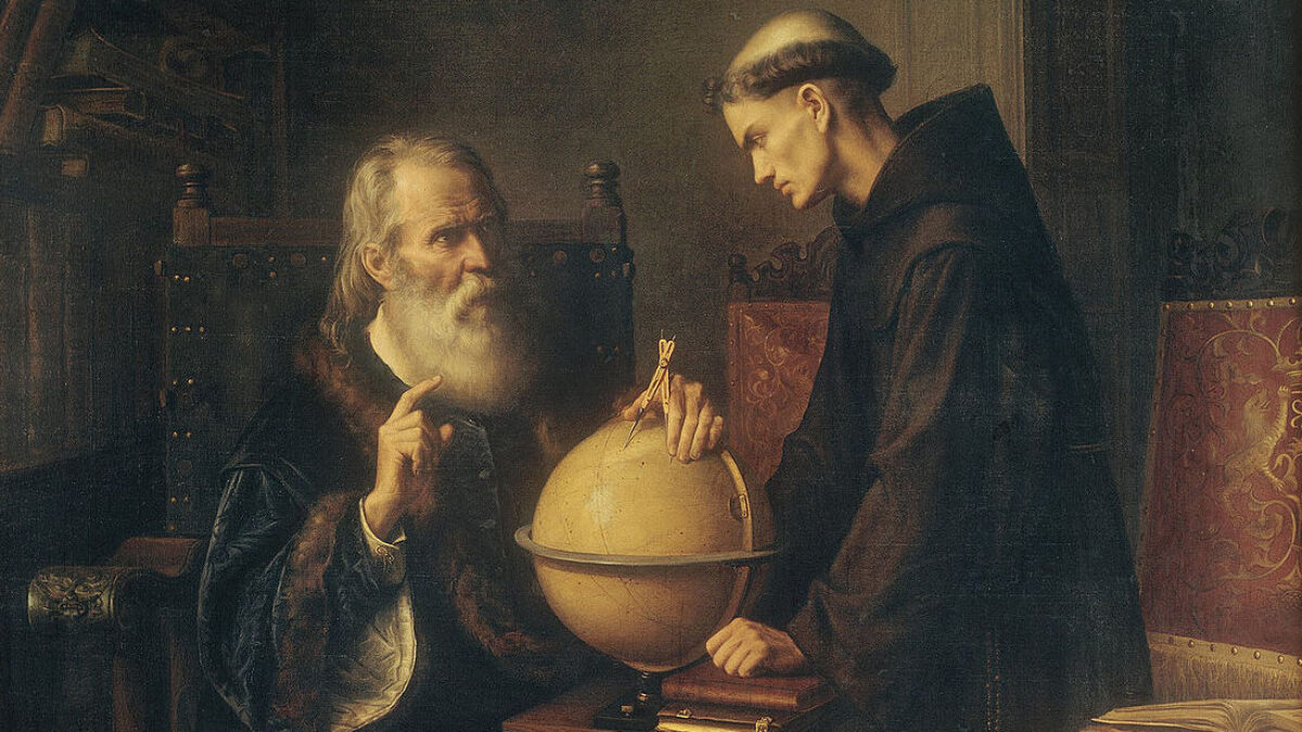 Medieval Painting of teacher and student