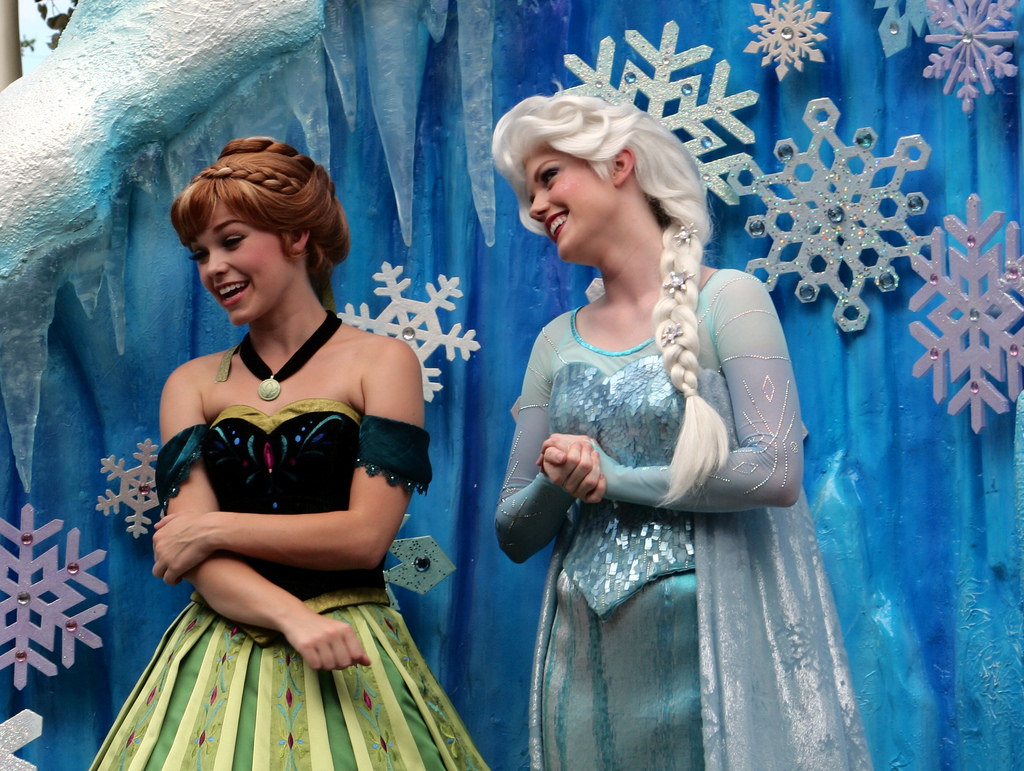 Anna And Elsa From Frozen In Disney Festival Of Fantasy Parade At The Magic Kingdom Walt
