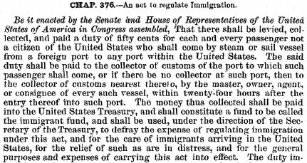 1882 Immigration Fund