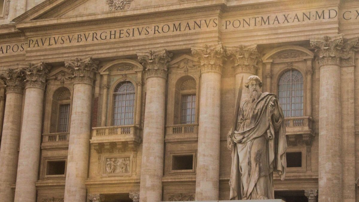 The facade at St. Peter's Basilica.