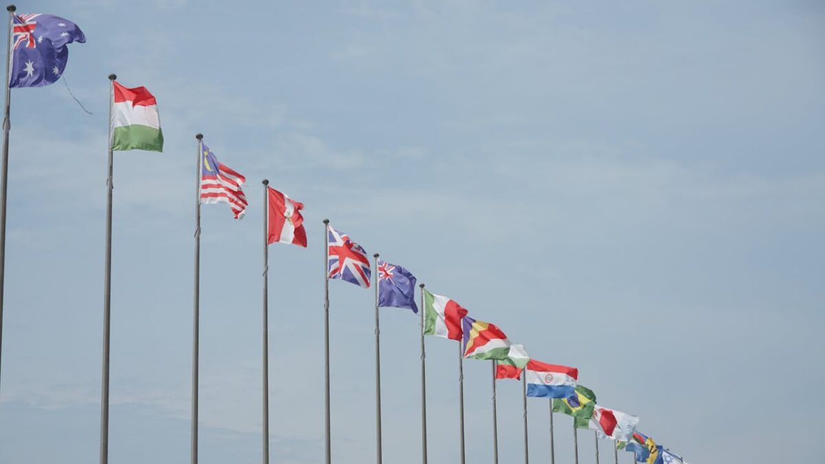 Flags of foreign countries.