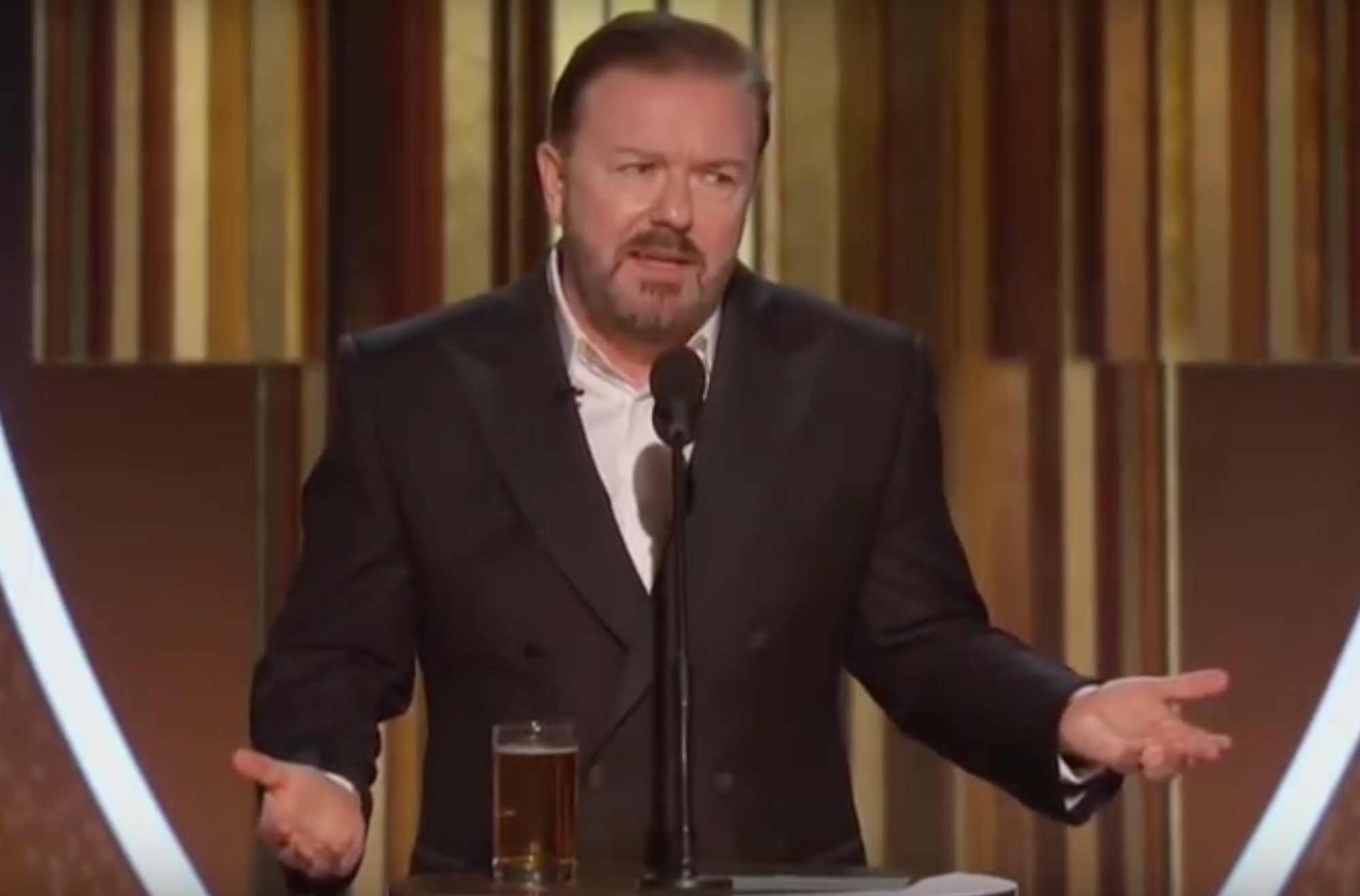 From Epstein To Amazon, Ricky Gervais Torches Hollywood At Golden Globes