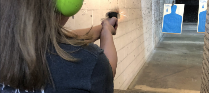 gun range woman shooting