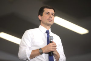 Pete Buttigieg at a rally in Madison County, Iowa. Photo by Gage Skidmore.