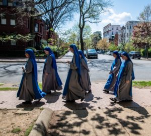 Servants of the Lord and our Lady Of Matara pray on Capitol Hill April 9, 2020. Photo by Martin Avila.
