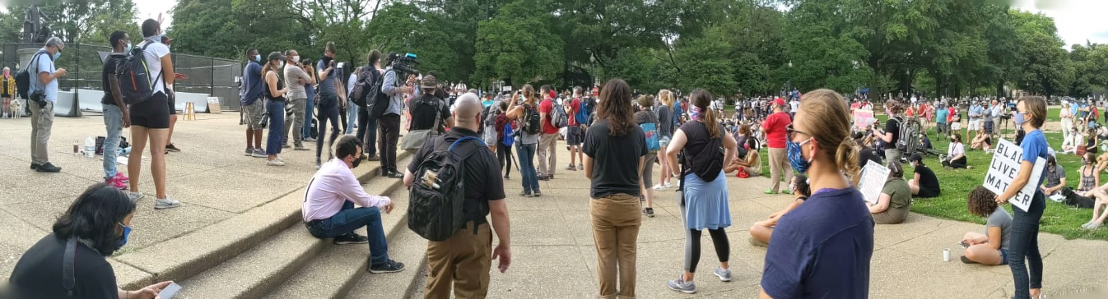 Crowds gather at a statue protest. Photo by Christopher Bedford/The Federalist.