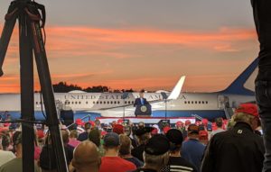 Donald Trump speaks at a September 2020 rally in Latrobe, Pennsylvania . Christopher Bedford.