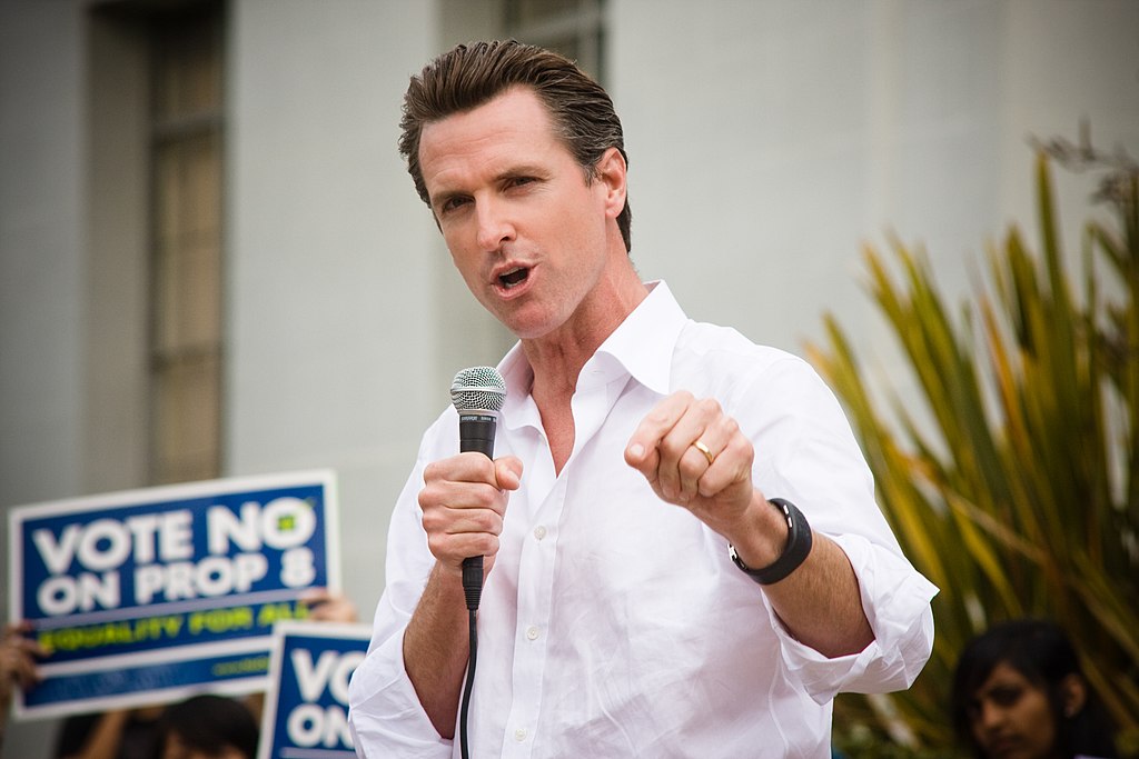 Gavin Newsom speaking at US Berkeley