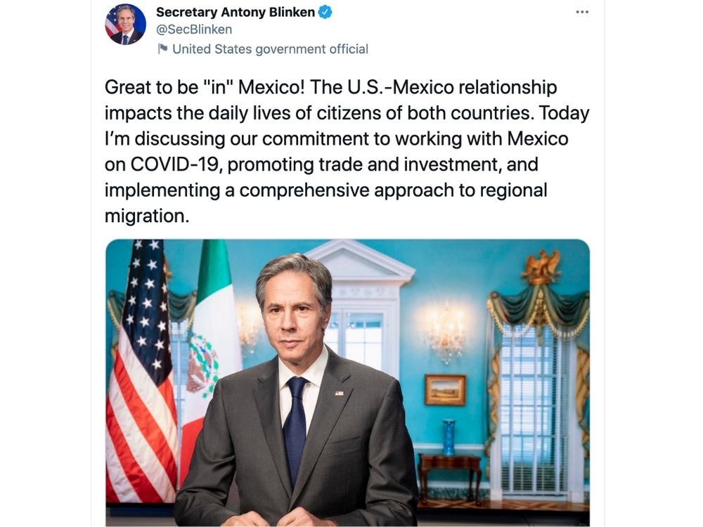 Biden's Secretary of State Poses With Upside-Down Mexican Flag