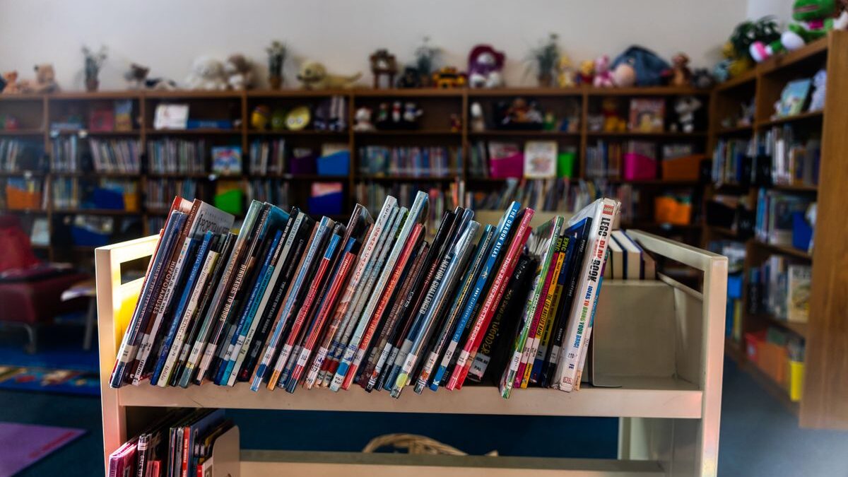 Children's books in a library