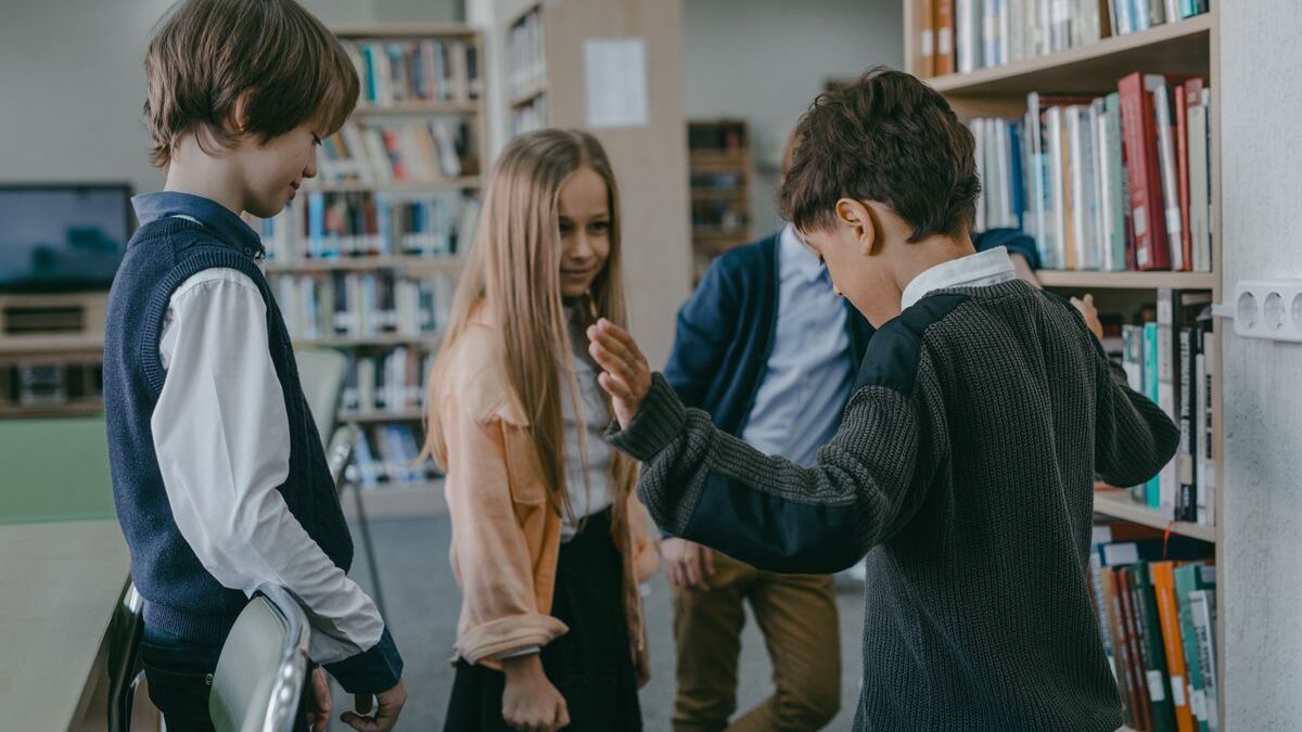 Kids at a school library