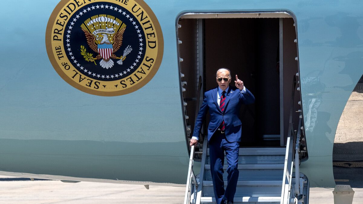 Joe Biden descending Air Force One