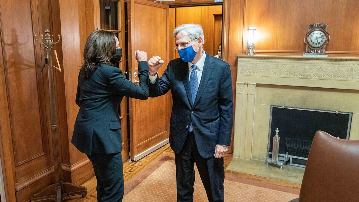 Kamala Harris and Merrick Garland