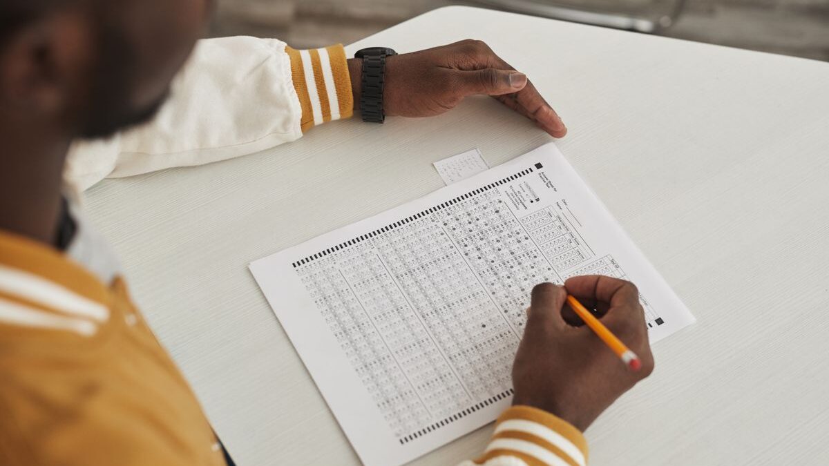 Student taking a test