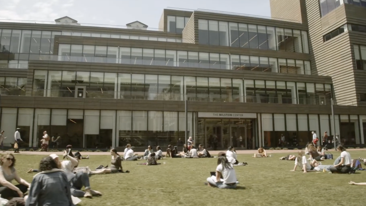 Students outside at Barnard College