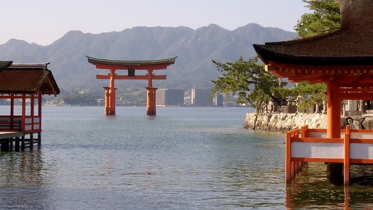 Japanese gates in water