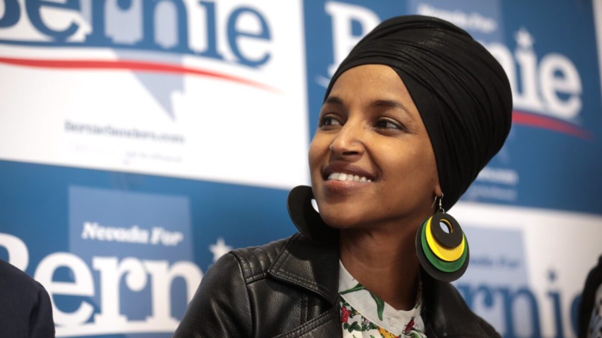 Ilhan Omar campaigning for Bernie Sanders
