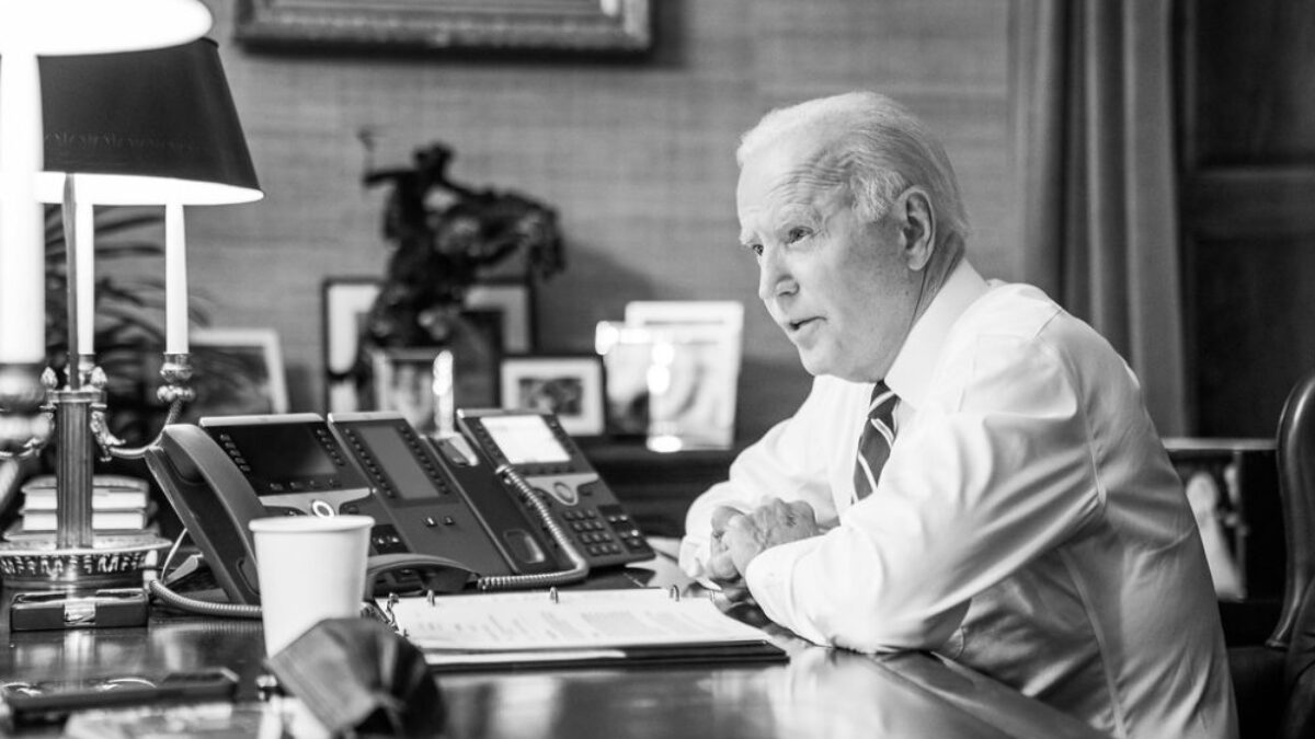 Joe Biden at his desk in the White House