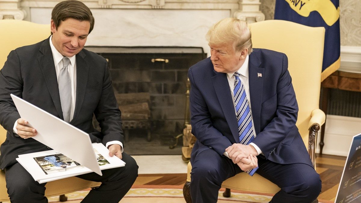 Ron Desantis and Donald Trump in the White House