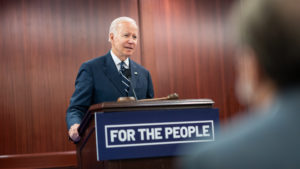 President Joe Biden speaks from 'For The People' lectern