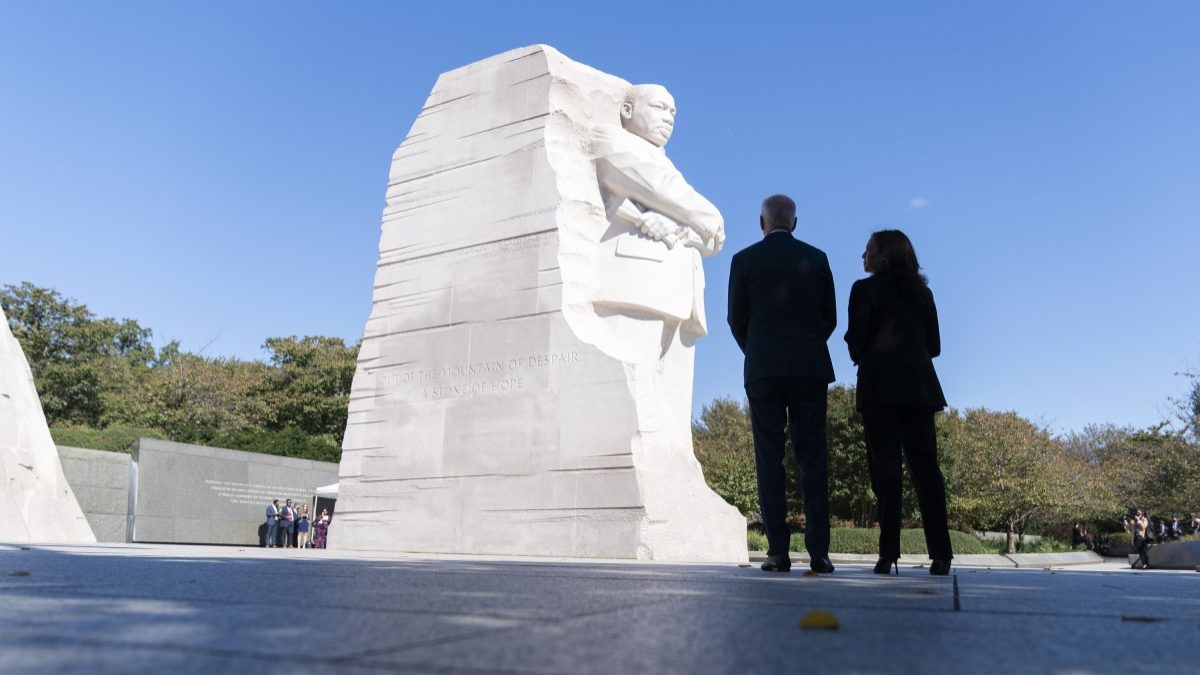 Joe Biden and Kamala Harris at the MLK Memorial