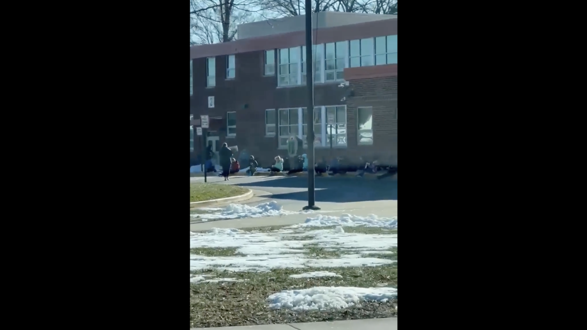 students in freezing weather in Fairfax, Virginia