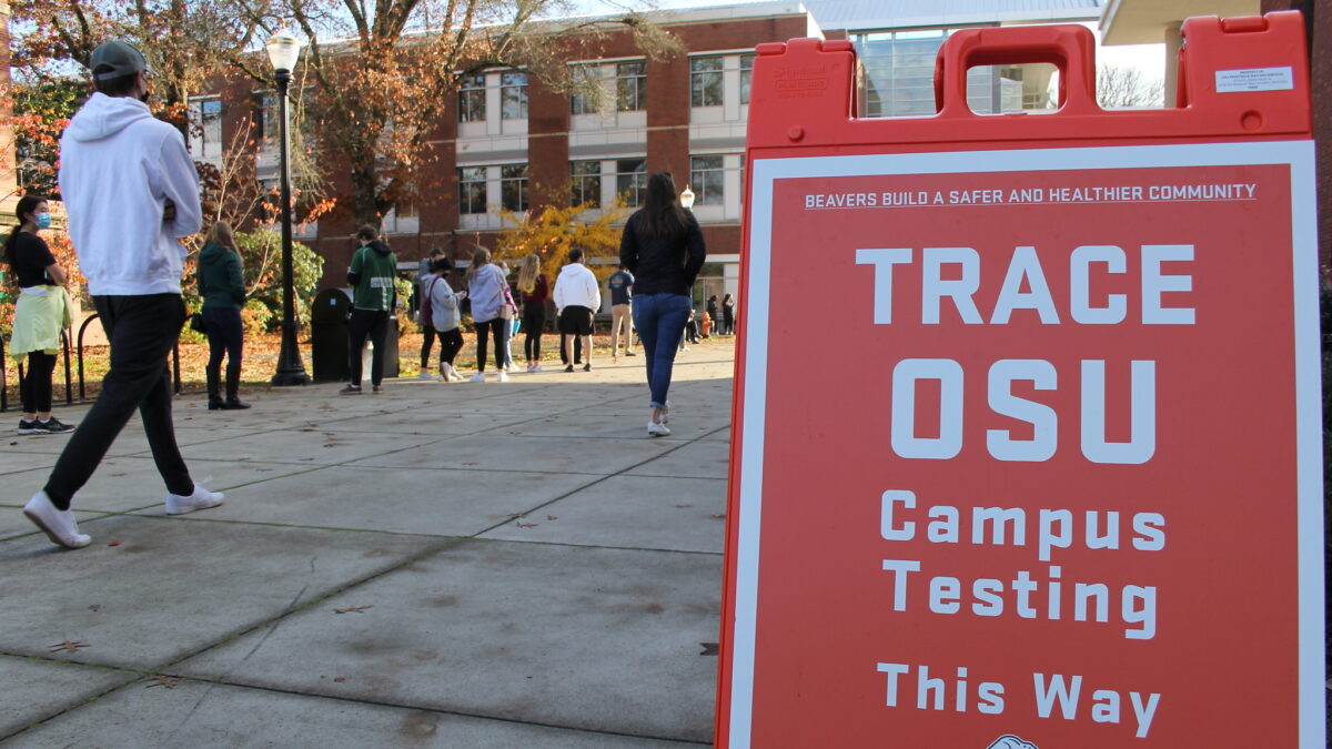 Covid testing sign at OSU