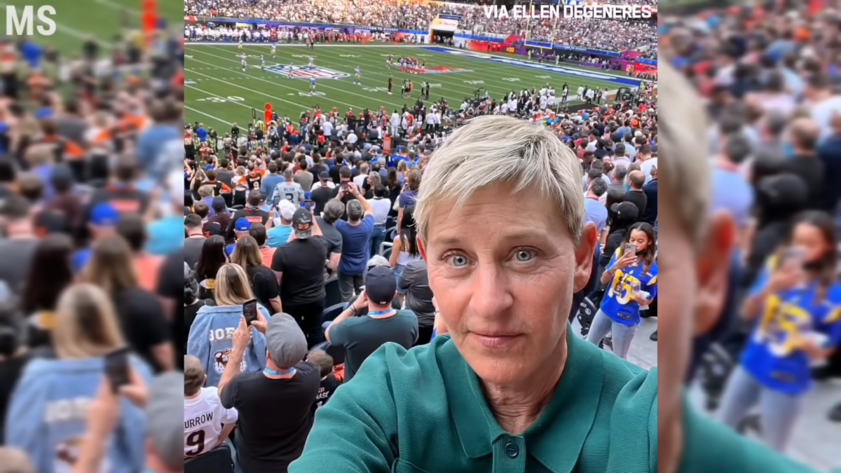 celebs at Super Bowl - maskless Ellen Degeneres at Super Bowl 2022
