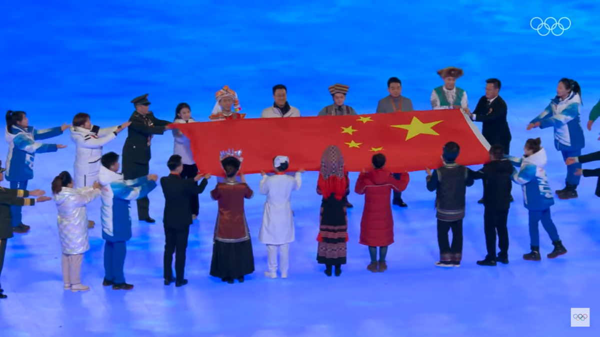 people holding Chinese flag