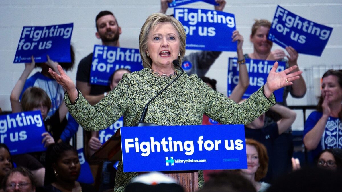Hillary Clinton campaigning in 2016