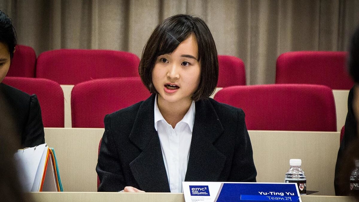 Young woman in a moot court competition