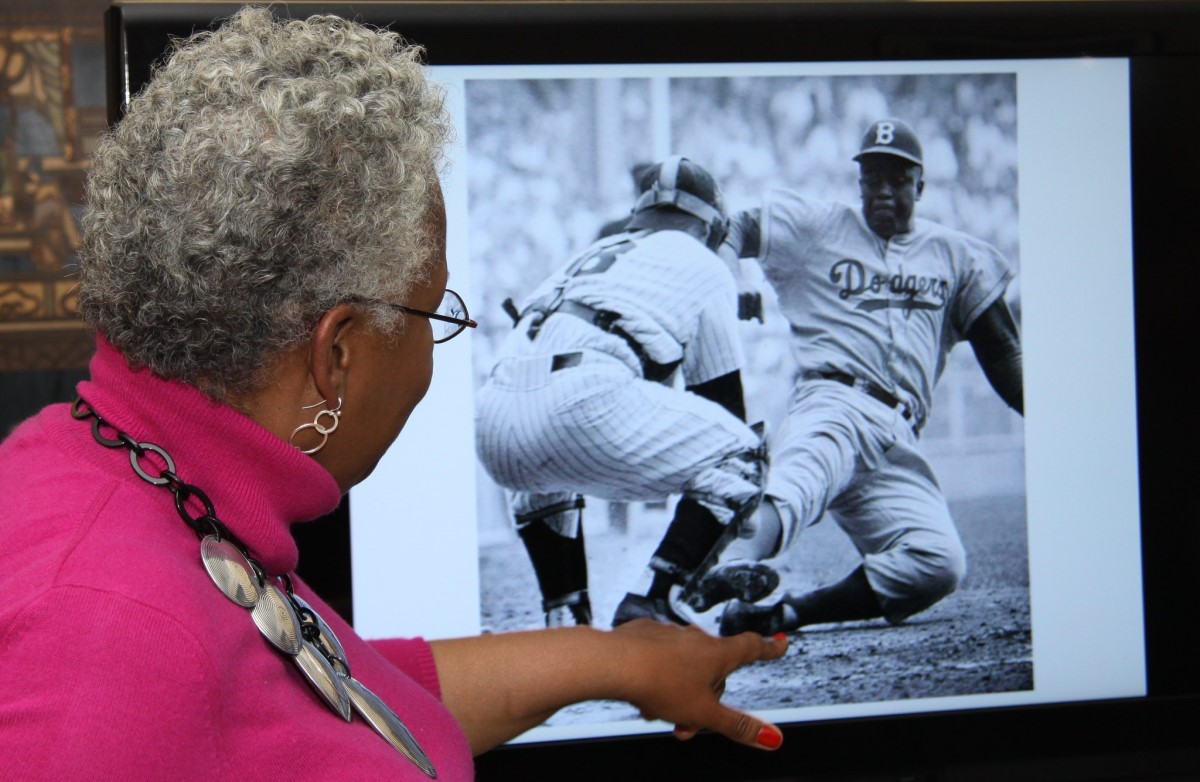 Jackie Robinson - Jackie poses with Phillies manager Ben Chapman