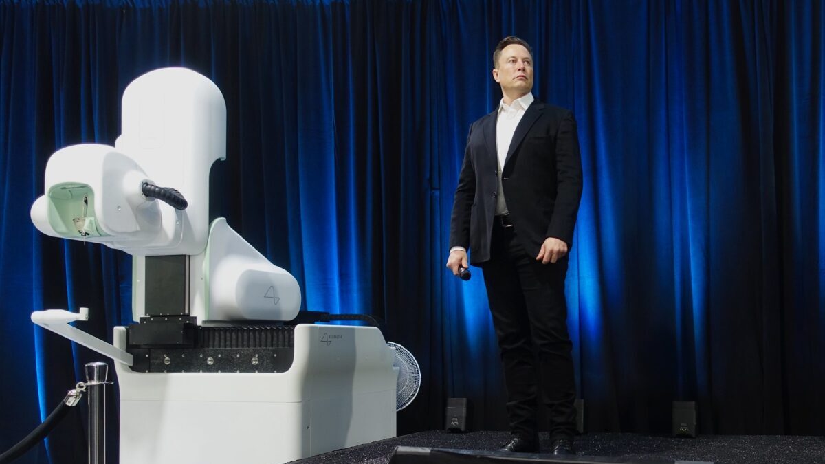 Elon Musk at a Neuralink presentation. Steve Jurvetson/Flickr.
