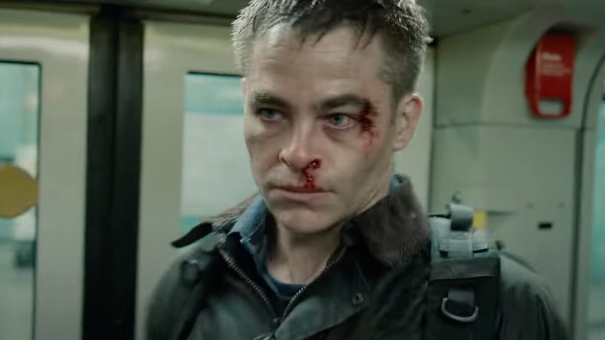 chris pine with bloody nose and face