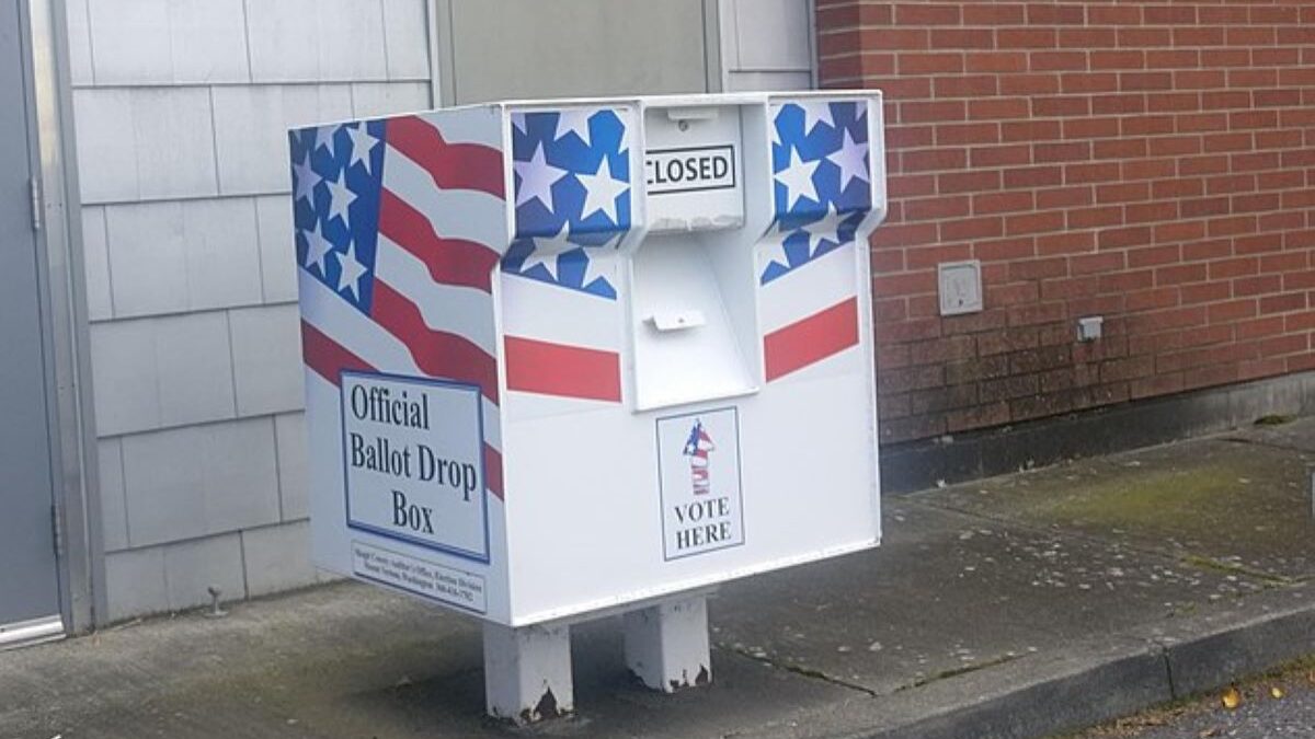 A drop box for mail-in and absentee ballots