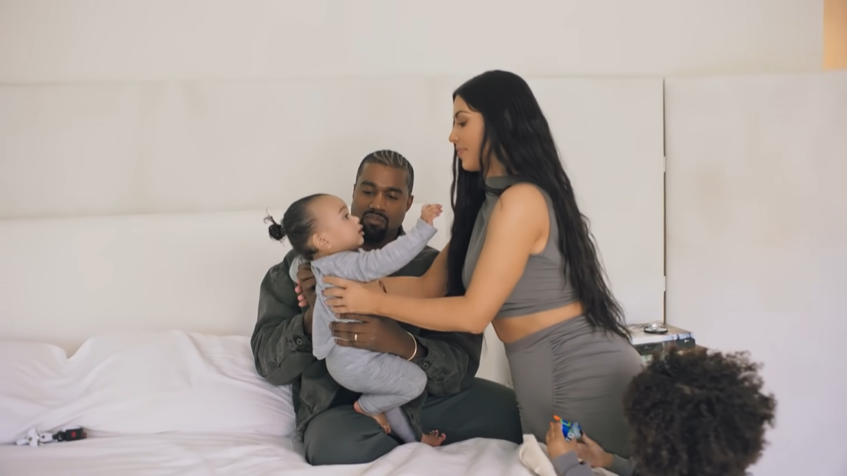 Kanye and Kim with their kids
