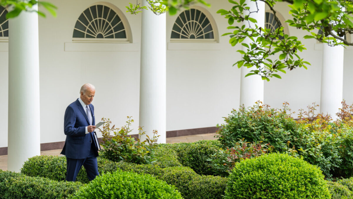 President Joe Biden in White House rose garden
