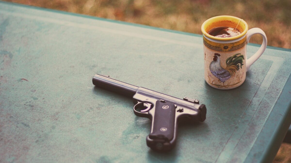 gun and coffee