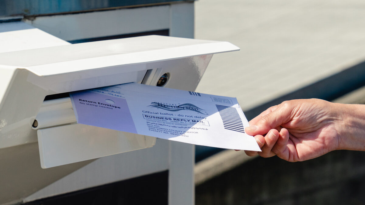 Ballot deposited in mail drop box.