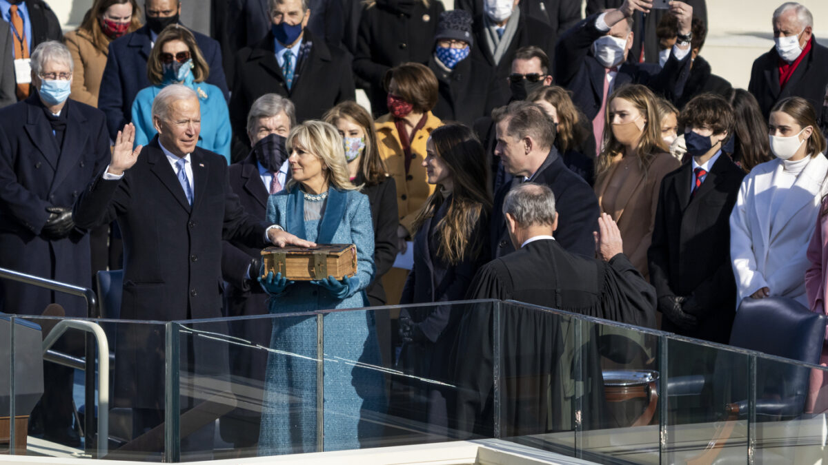Hunter Biden at Joe Biden's inauguration with Jill Biden