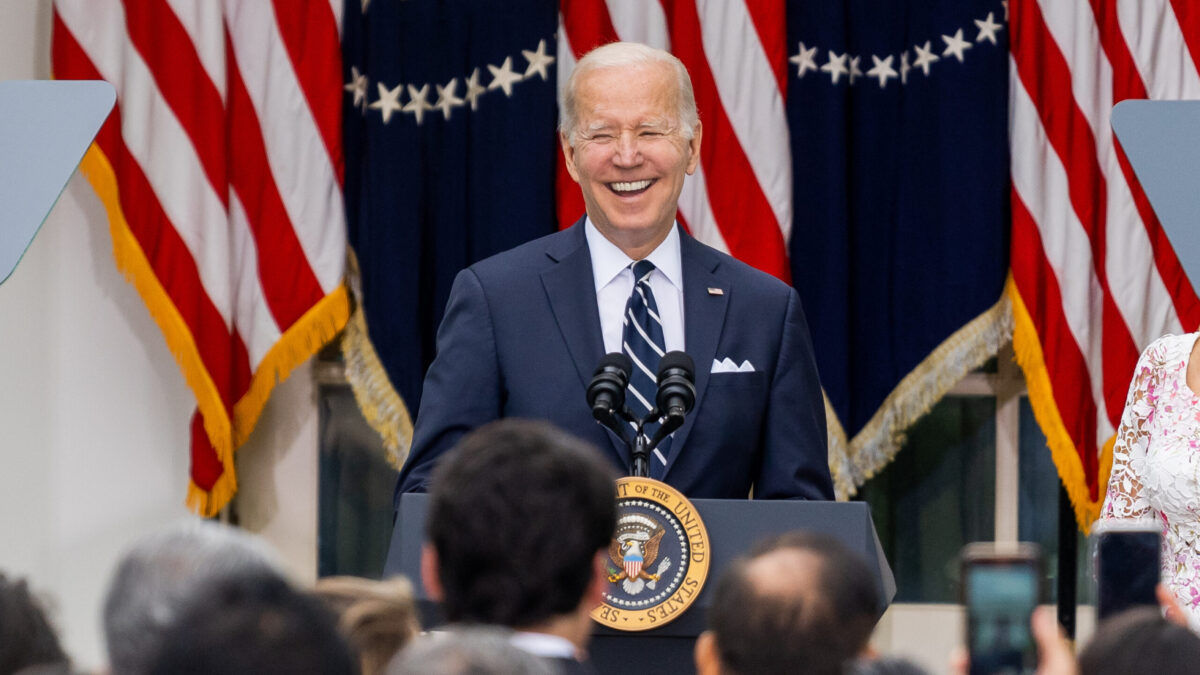 President Joe Biden laughs
