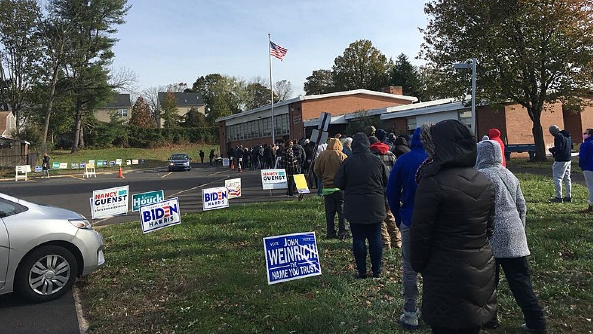 Voting at school during the 2020 election in Pennsylvania