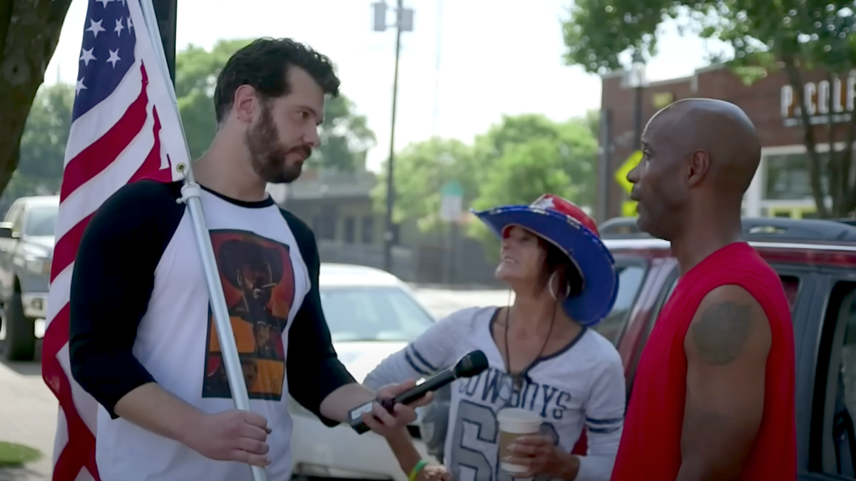 steven crowder interviews couple who say they're proud to be Americans