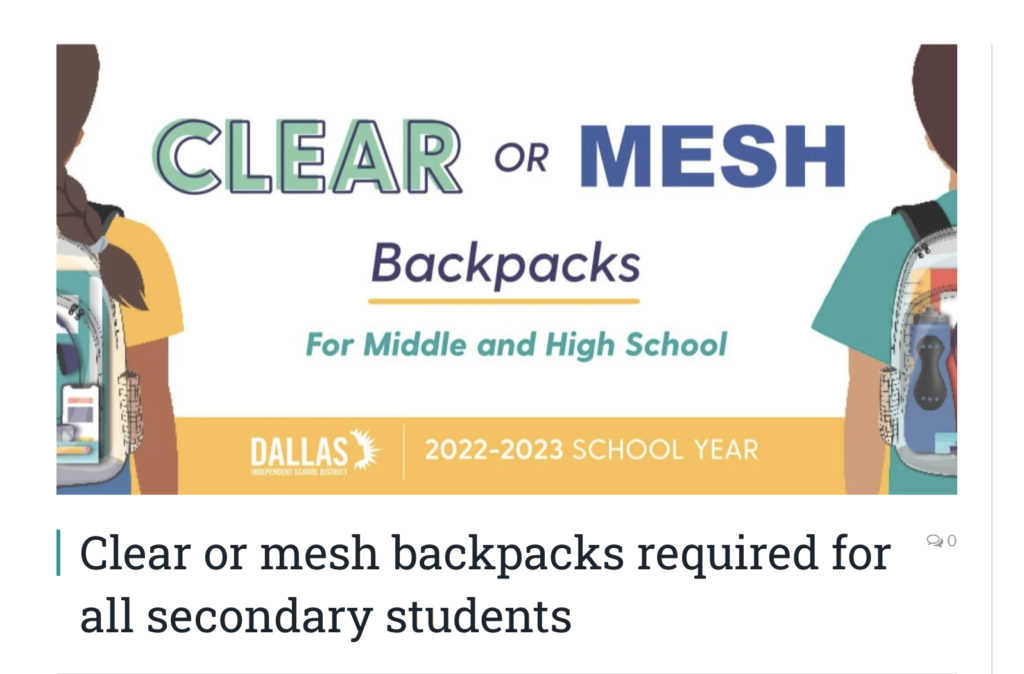 Will DISD Clear Bag Policy Keep Students Safe?