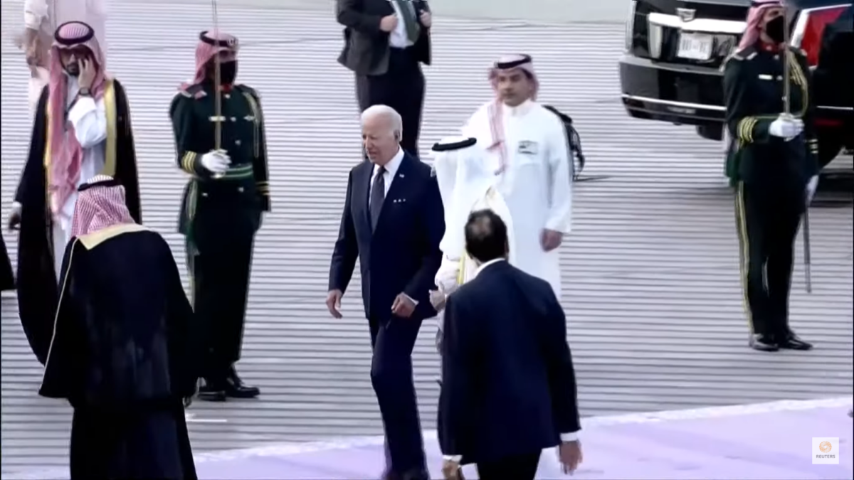 President Biden upon arrival in Saudi Arabia