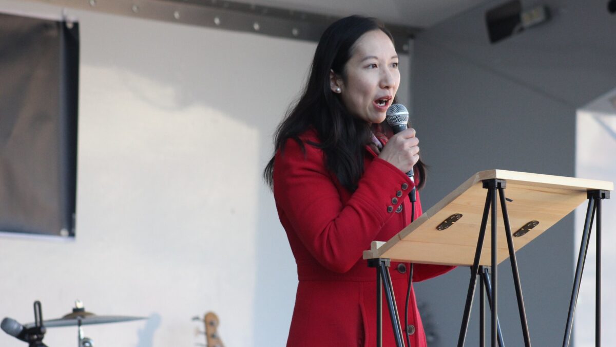 Leana Wen speaking at the 2018 Women's March in Baltimore, MD