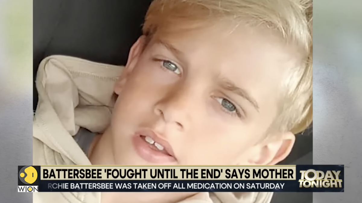 Blonde 12-year-old boy on the news